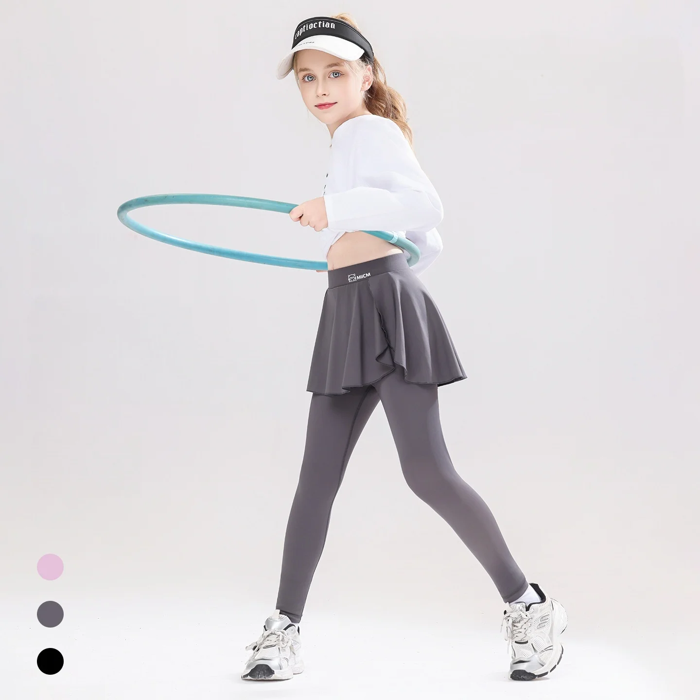 2026 New Girls Skirted Leggings Children High Waist Yoga Pants Kids Sports Outdoor Slim Tight Breathable Elastic Trousers