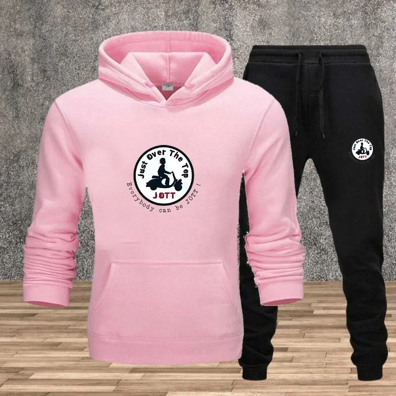 New autumn and winter men's casual set, outdoor windproof and warm jogging men's and women's sweatshirt and pants 2-piece set