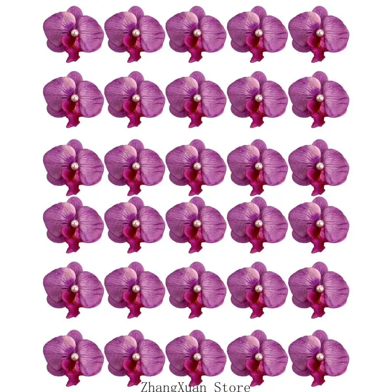30 Stück realistische Blumendekoration mit Perlen verziert für Haarstylings 3XUF – Detail 2