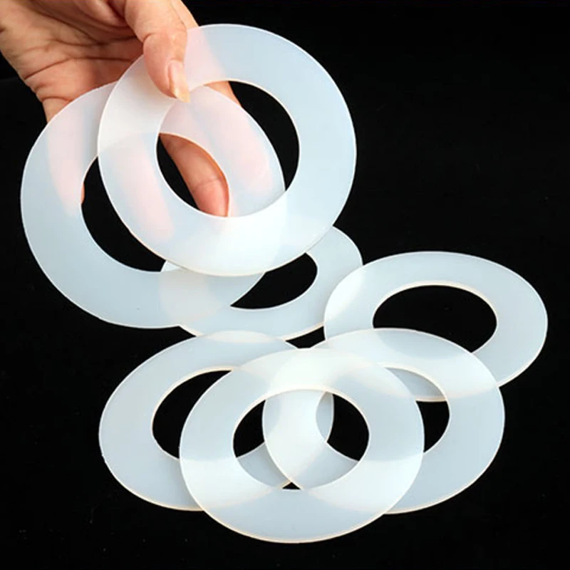 1-10pcs Flat Gasket 3mm Thickness ID 10-426mm White Silicone Rubber Flat Washer Flange Silicone Sealing O-ring Gasket DN15-400