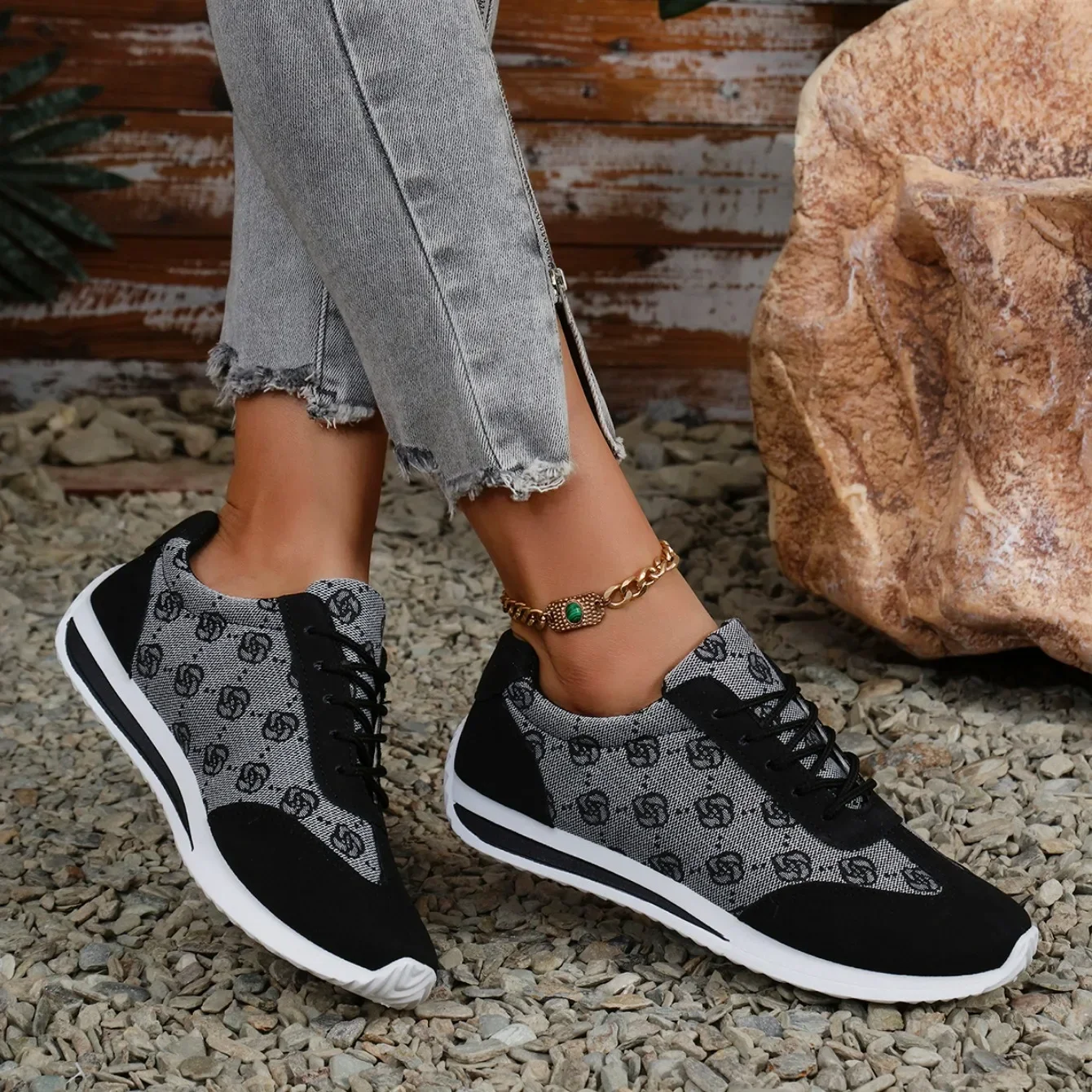 Frühling und Sommer Damen Designer Atmungsaktive Sneaker mit Kreuzriemen Flache Bequeme Freizeit-Walkingschuhe Zapatos De Mujer – Detail 3