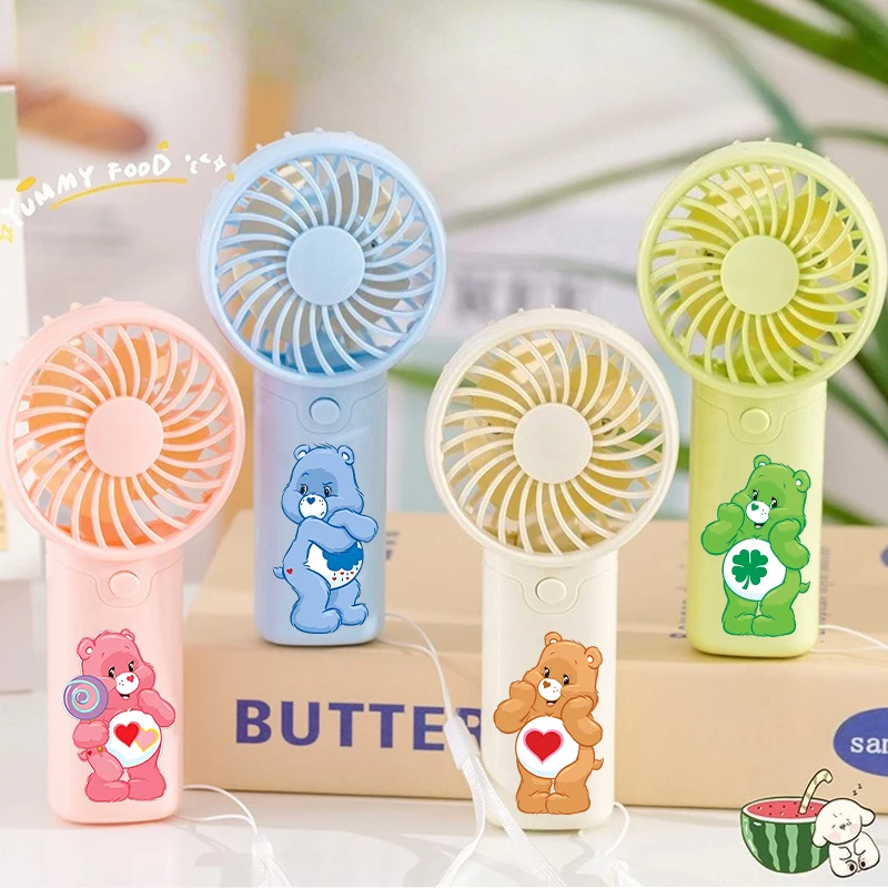 Kawaii Care Bears Mini-Ventilator für Mädchen, tragbare Ventilatoren für den Sommer, für Kinder, Outdoor-Sport, Reisen, Kühlgeräte, Zubehör, Geschenk für Kinder