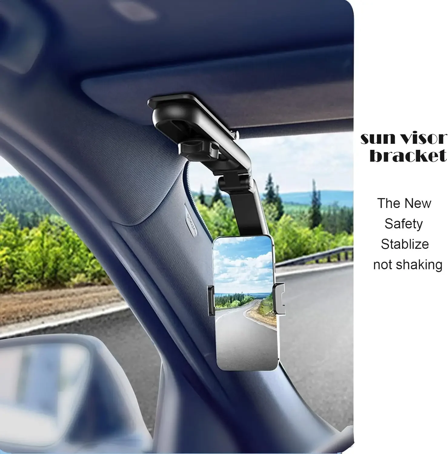 

Universal Sun Visor Car Rearview Mirror Phone Holder 1800 Rotate Car Phone Holder Mount Stand Dash Cam GPS Smartphone Bracket