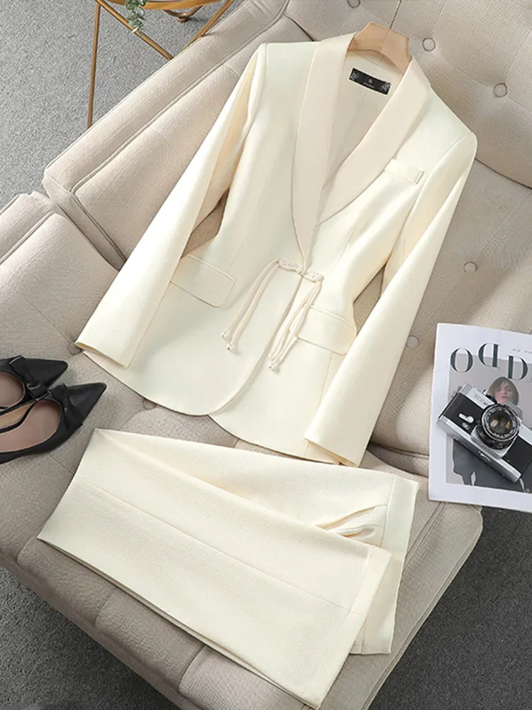 

Fashion Long Sleeve Office Formal Dress Suit Coat 2 Piece Set Women Casual Solid Slim Suit Pants 2025 New All Season Pant Suits