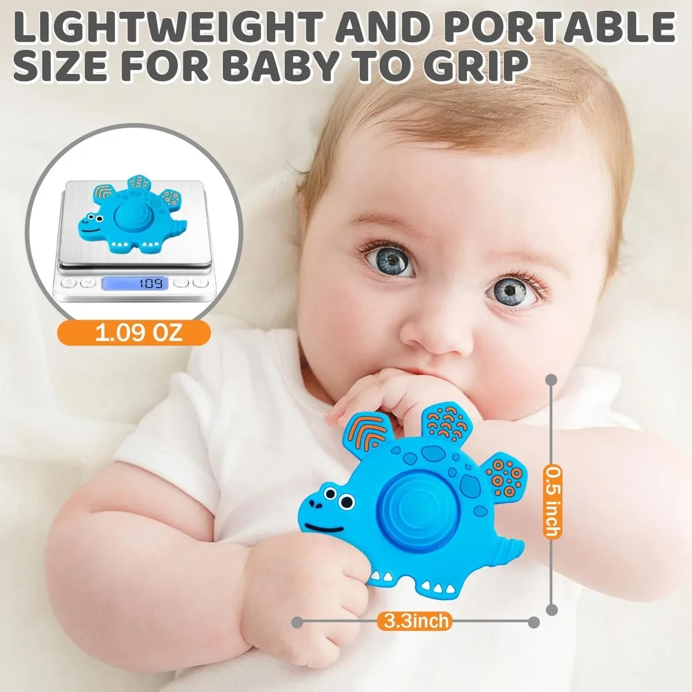 Juguetes para la dentición del bebé de 3,3 pulgadas, dinosaurio de silicona, pegamento para dientes infantiles, juguete suave multicolor, juguetes para masticar para bebés, regalos