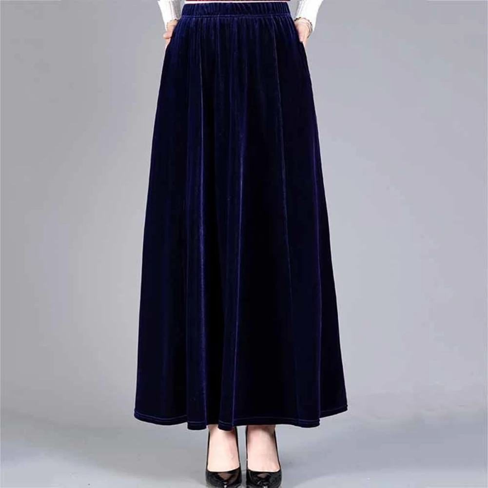 Casual Skirt A-line Skirt Black Versatile Long Velvet Skirt A-line Skirt Daily Wear Long Skirt Microelasticity