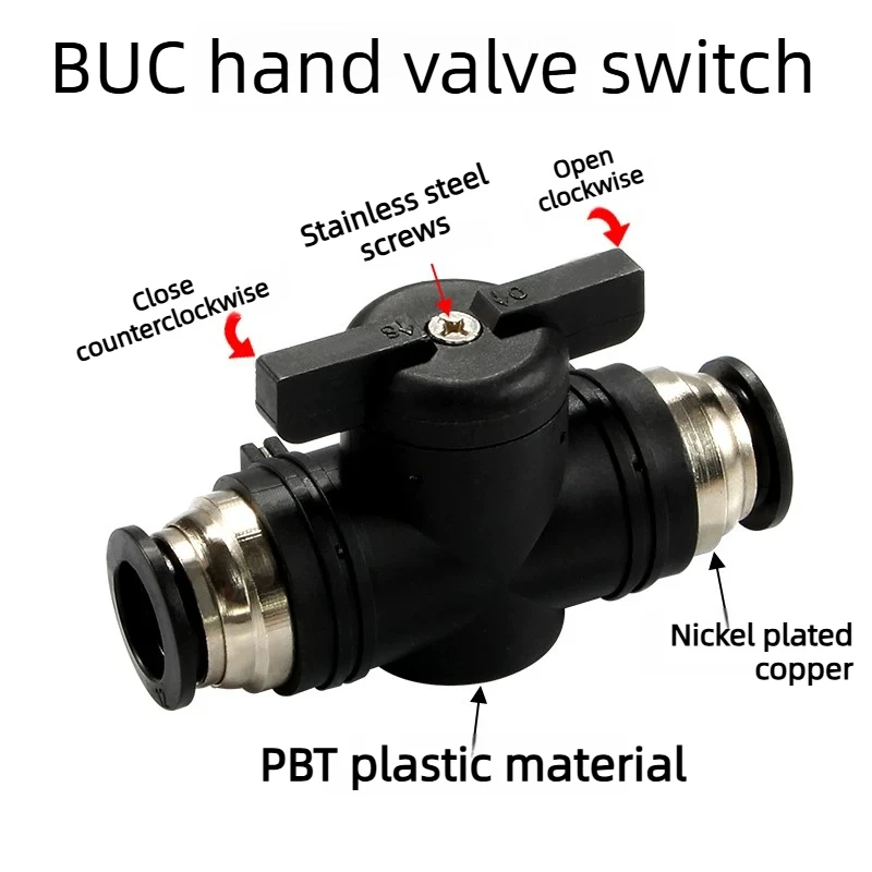 

1 PC Pneumatic Hand Control Valve BUC Air Cut Off Switch HVFF Manual Rotary Valve 4 6 8 10 12 16mm Air Hose Connector Fitting