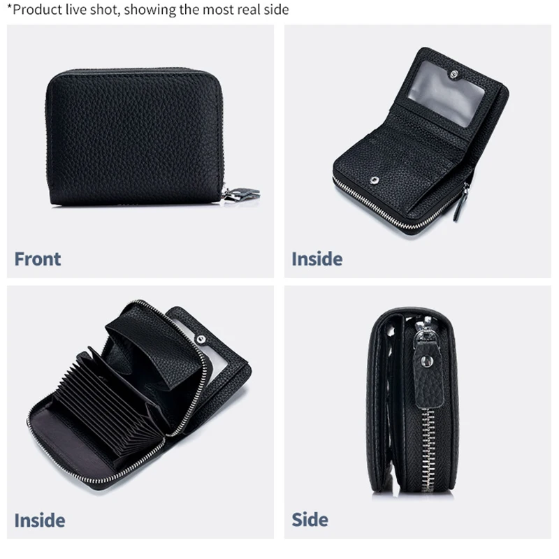 Portfel z prawdziwej skóry luksusowa tarcza jakości modna portfel z saszetką na karty na kartę kredytowa, dowód osobisty z etui na wizytówki
