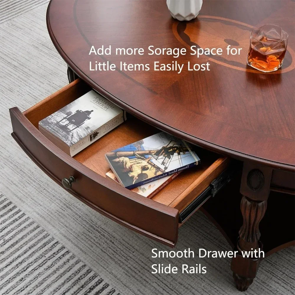 MEL, Table Basse, Tables en Bois Massif avec Rangement