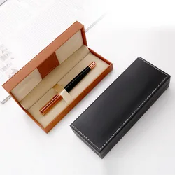 Luxury Fountain Pen Box Gifts Pu Leather Business Office Pen Holder For Metal Ballpoint Pencil Case Writing Stationery Supplies