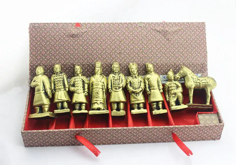 9pcs/set Chinese Terracotta Figurine Qin Dynasty Sculpture Home Decoration Chinese characteristic handicrafts