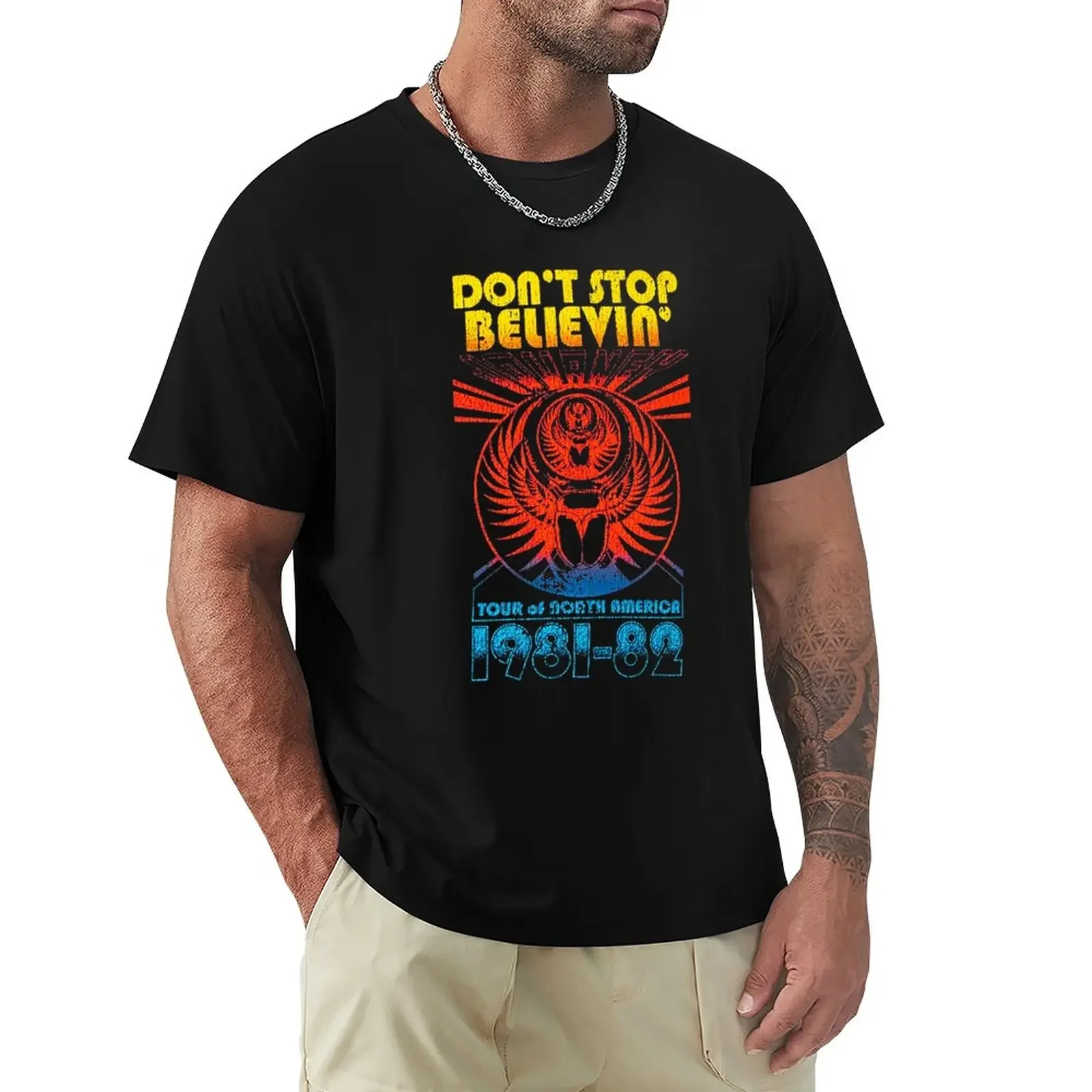 

Don't Stop Believin Tour of North American 1981-1982 T-Shirt heavyweights tees vintage clothes Men's t-shirt