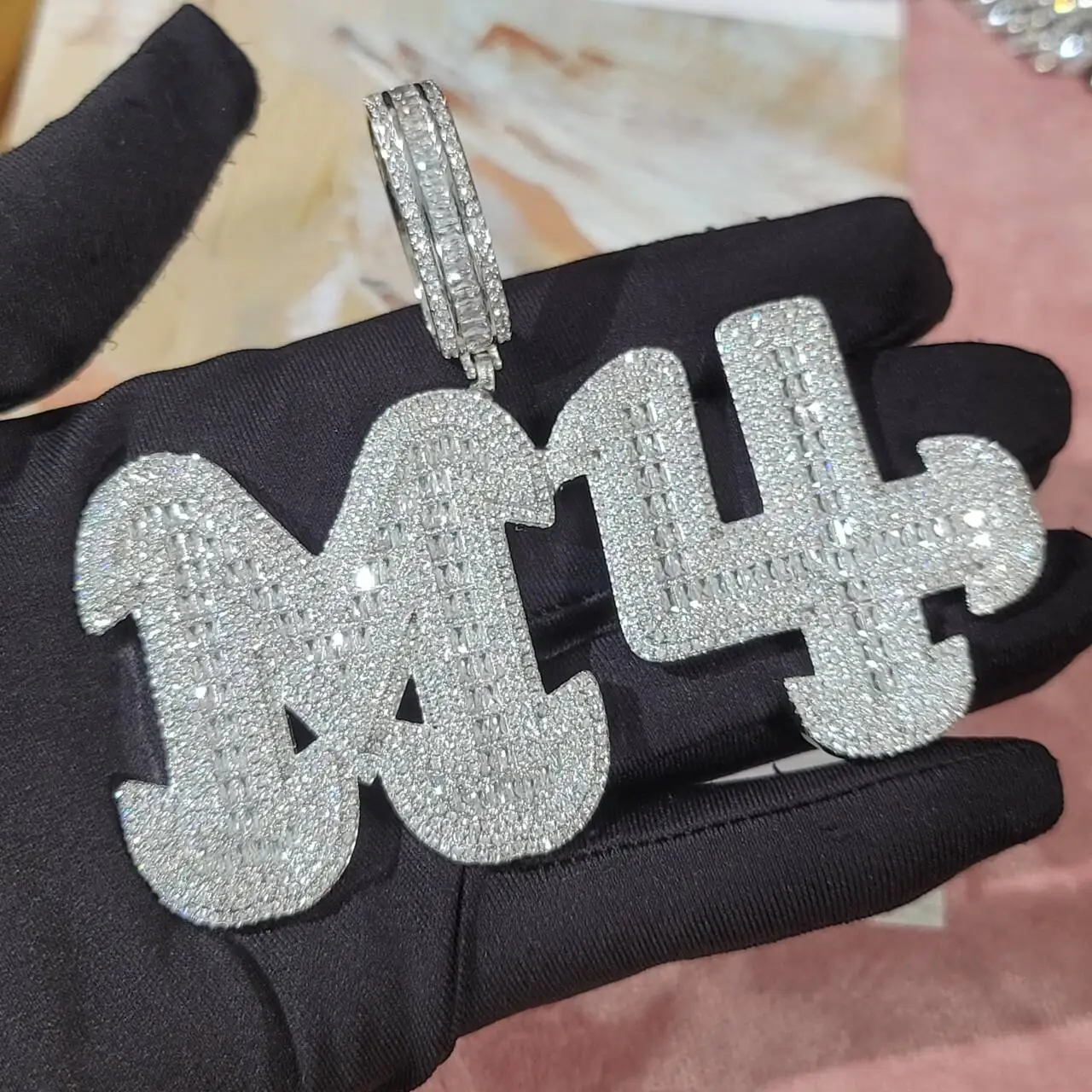 Custom Fashion Jewelry Big Bold Letter&Numbers Pendant With 13MM Miami Cuban Chain Hip Hop Name Necklace Birthday Party Favors - view 2