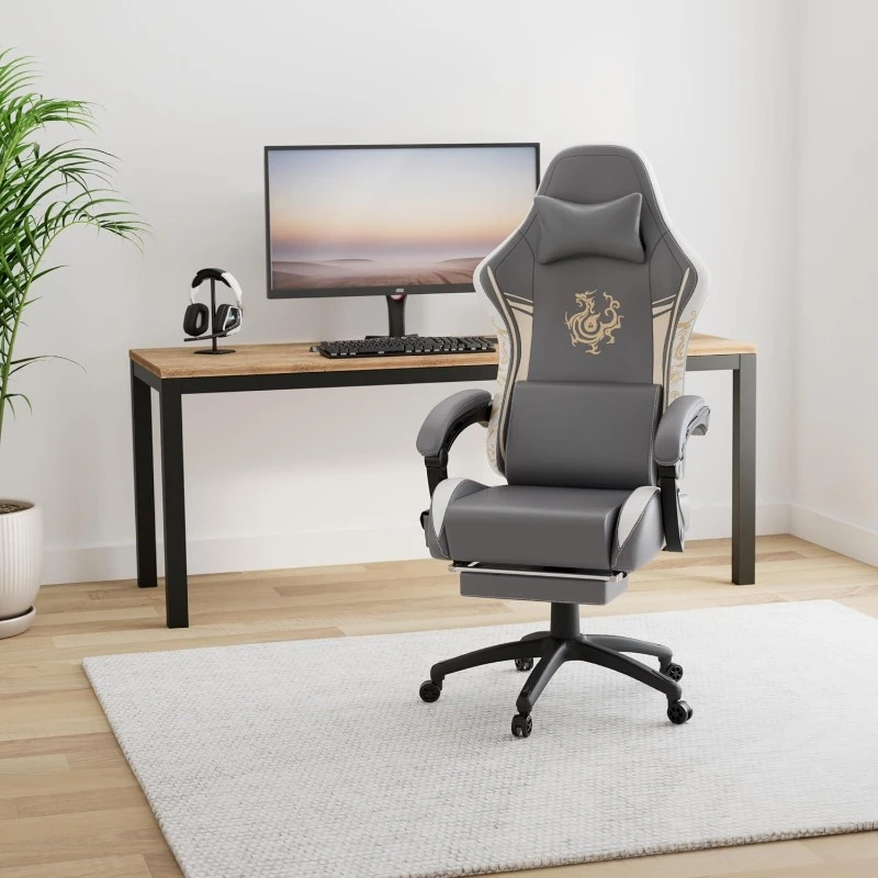 Gaming Chair with Bluetooth Speakers and Footrest Dragon Series Video Game Heavy Duty Ergonomic  Esports Gaming