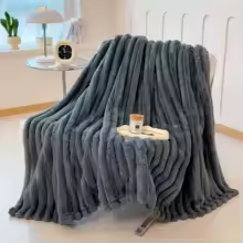 Solid color thickened wide striped multifunctional blanket, can be used as bed sheet cover blanket, nap blanket, pet blanket - Image 2