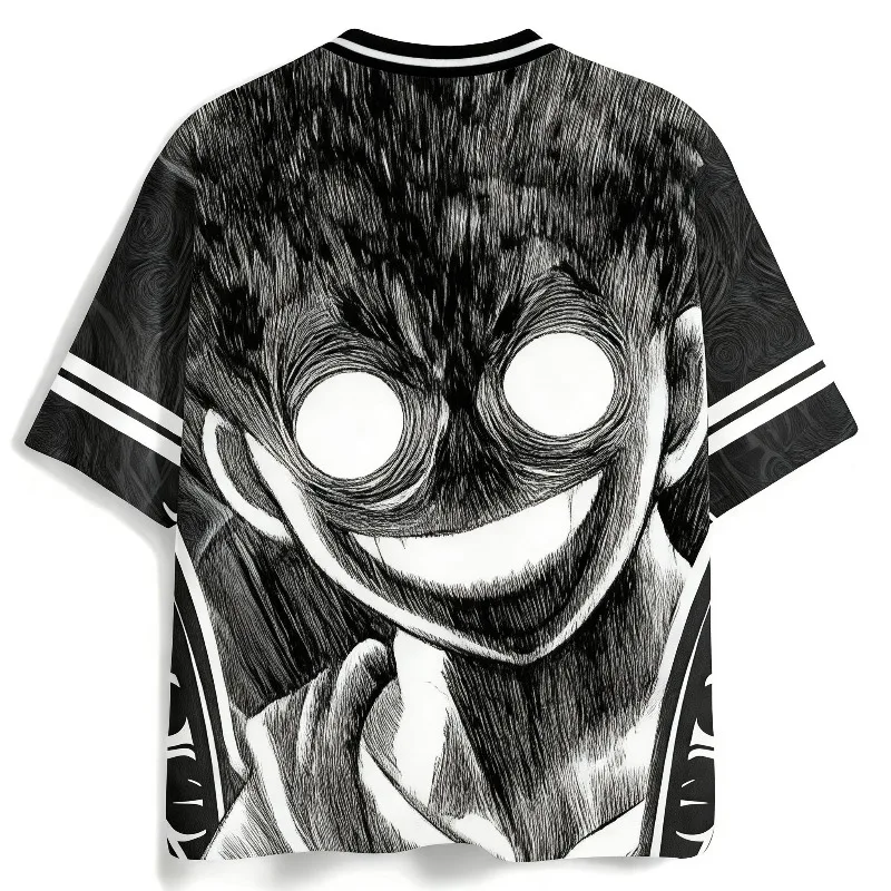 2026 _ Nuevo Estilo _ Moda _ Camisetas Divertidas de Anime de One Piece _ Luffy _ Camisetas de Manga Corta Estilo Universitario _ Tejido de Malla Estilo Deportivo
