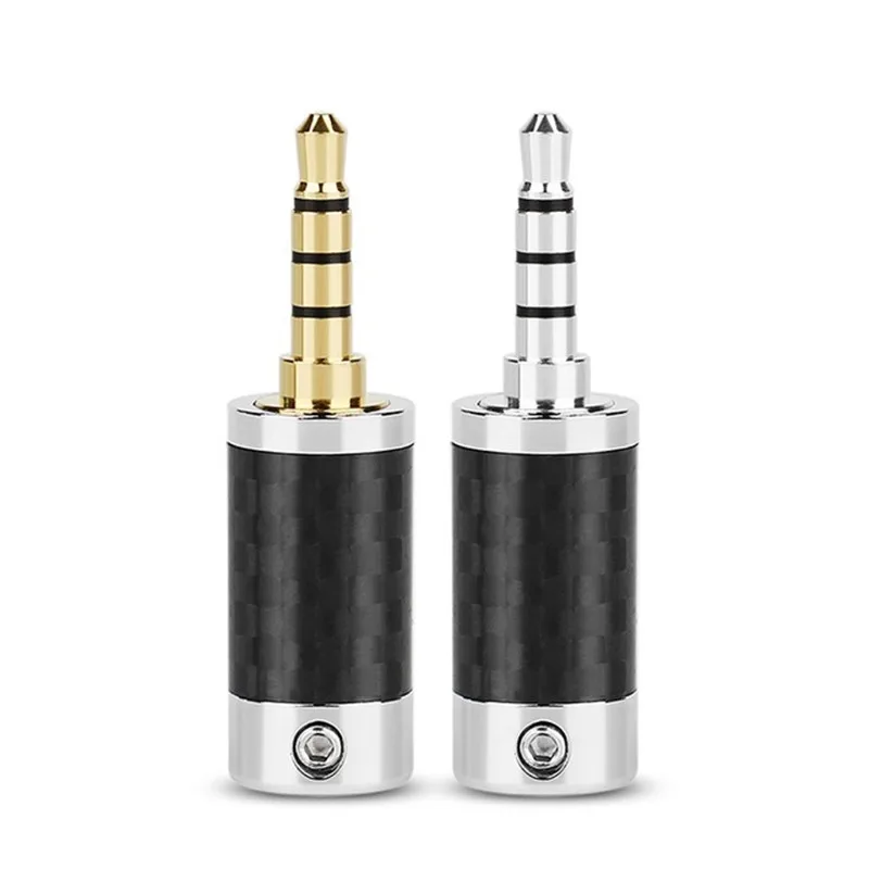 Jack 2.5Mm 3.5Mm 4 Tiang Steker Headphone untuk Colokan Solder Cangkang Serat Karbon Jack Audio Kabel Earphone 2.5 3.5 Konektor TRRS