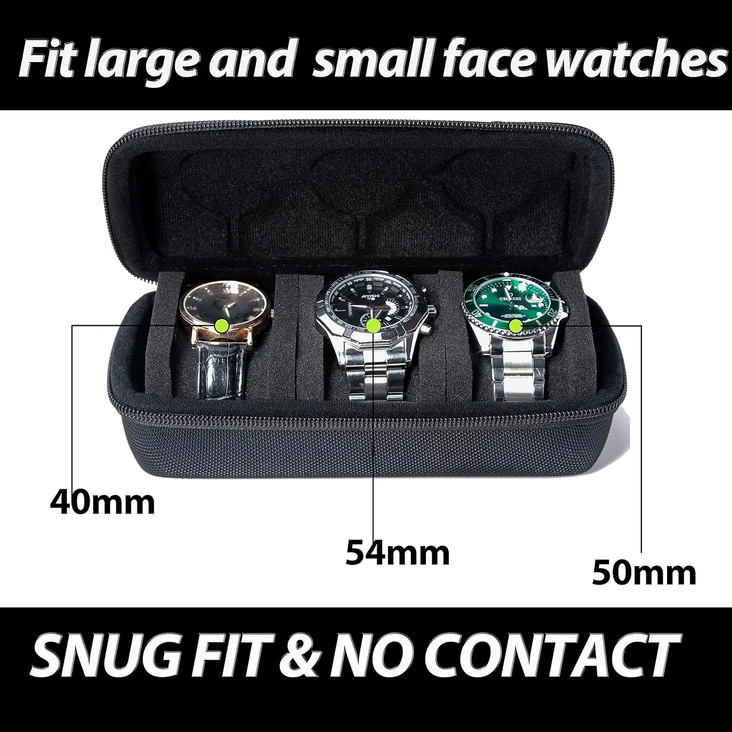 3 Slots Watch Organizer Box Carrying Case Travel Storage Box EVA Watch Protector Portable Jewelry Exquisite Box for Wristwatches