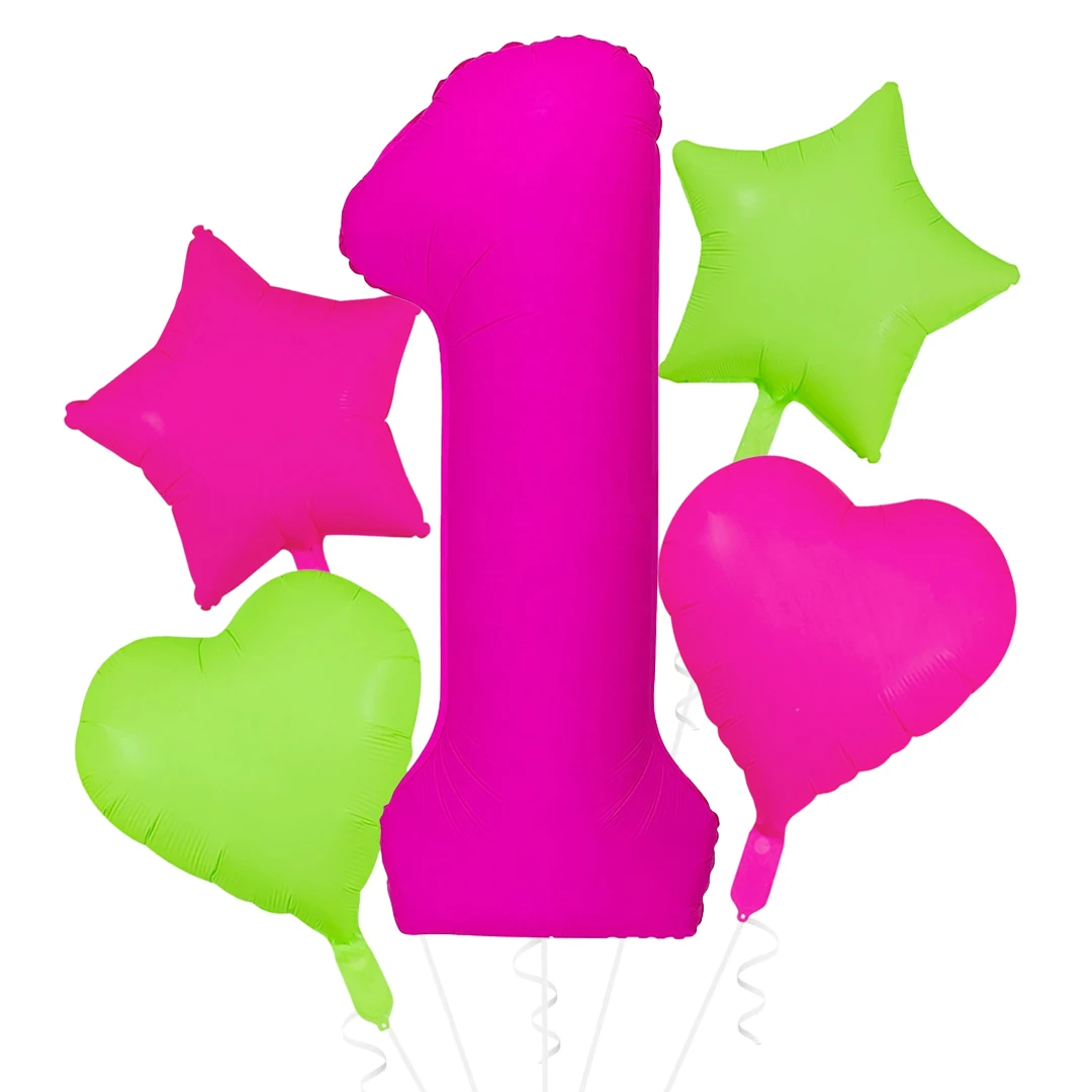 Neon-Fluoreszierendes Digitales Ballon-Set 1-9 Fünfzackiger Stern Herzförmige Ballons für Geburtstags- und Abschlussfeier-Dekoration – Detail 5