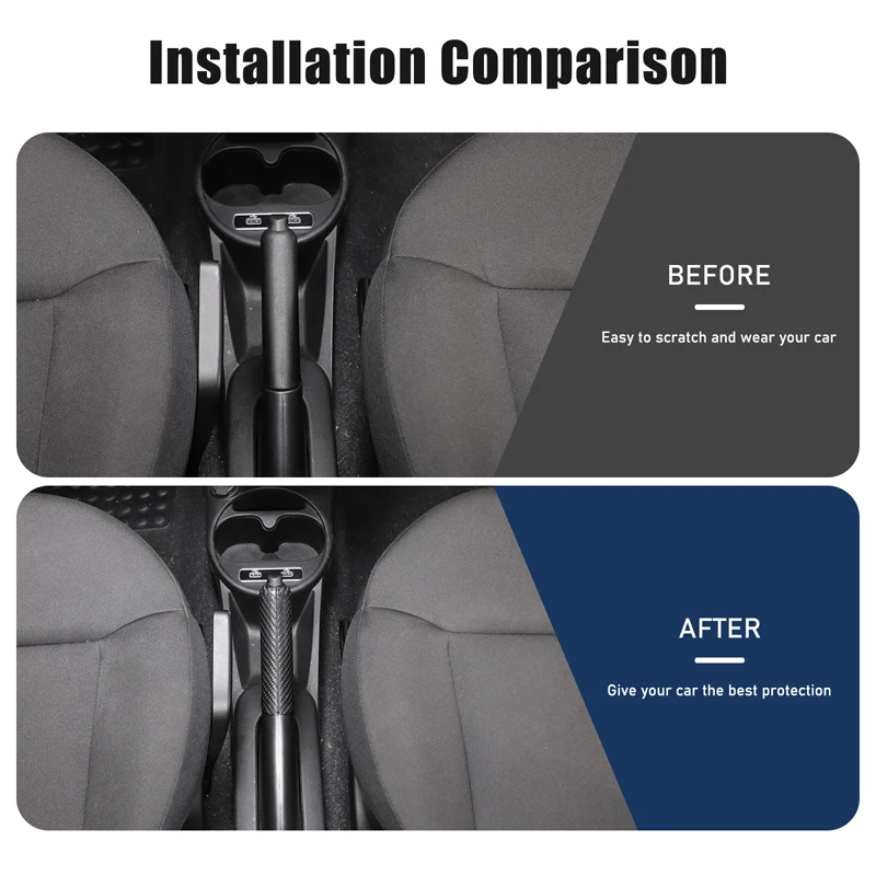 

For Fiat 500 2007-2026 Real Carbon Fiber Car Central Control Handbrake Lever Protective Cover Interior Accessories 2 Pcs