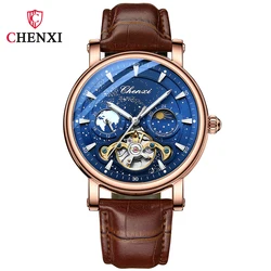 Fashion Chenxi Top Brand Automatic Mechanical Watches Luxury Leather Strap Business Watch For Men Skeleton Luminous