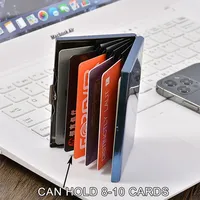 Men's Simple Plain Wallet RFID Aluminum Credit Card Business Card Holder Male Money Bag Multifunctional Office Desk Coin Purses