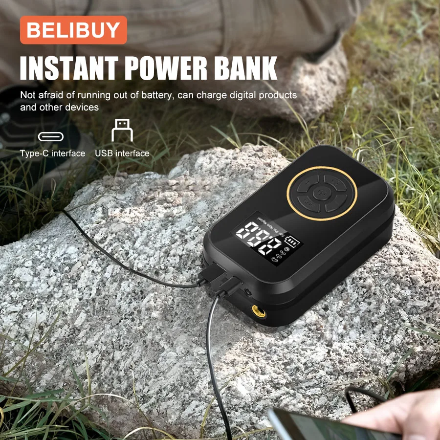 BELIBUY Professional Tire Inflator with Kpa Display, Portable Electric Air Compressor for Car Bike Ball Mattress