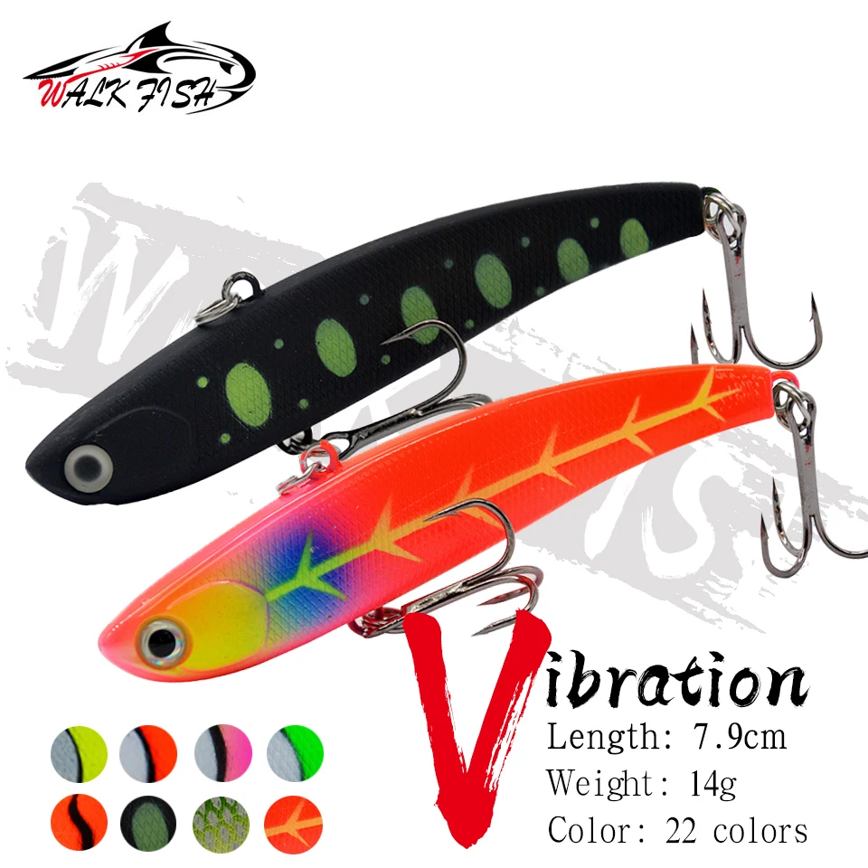 WALK FISH 1PC Best VIB Fishing Lure 7.9cm 14g Artificial Sinking Hard Bait Mute Vibration Pesca Winter Ice Fishing For Bass Pike