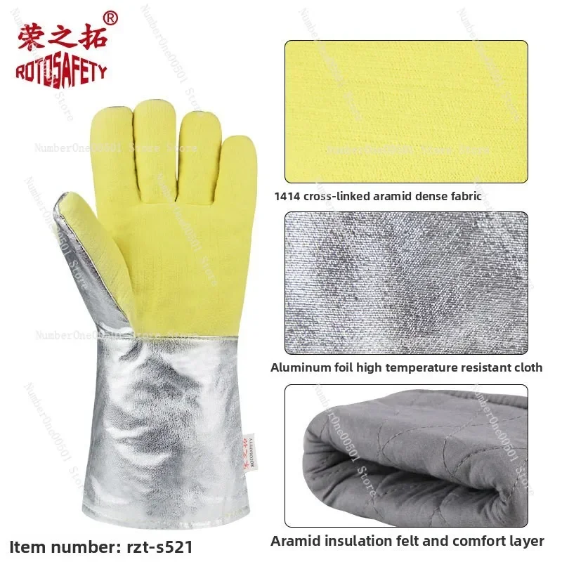 500 degree heat insulation gloves high temperature gloves anti-high temperature heat-proof flame retardant fire-proof scalding