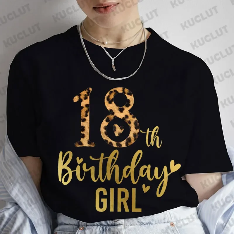 Birthday Party Women Clothing Leopard Graphic Y2k Tops Birthday Chapter Crew Group T-shirts Summer Short Sleeve Tees