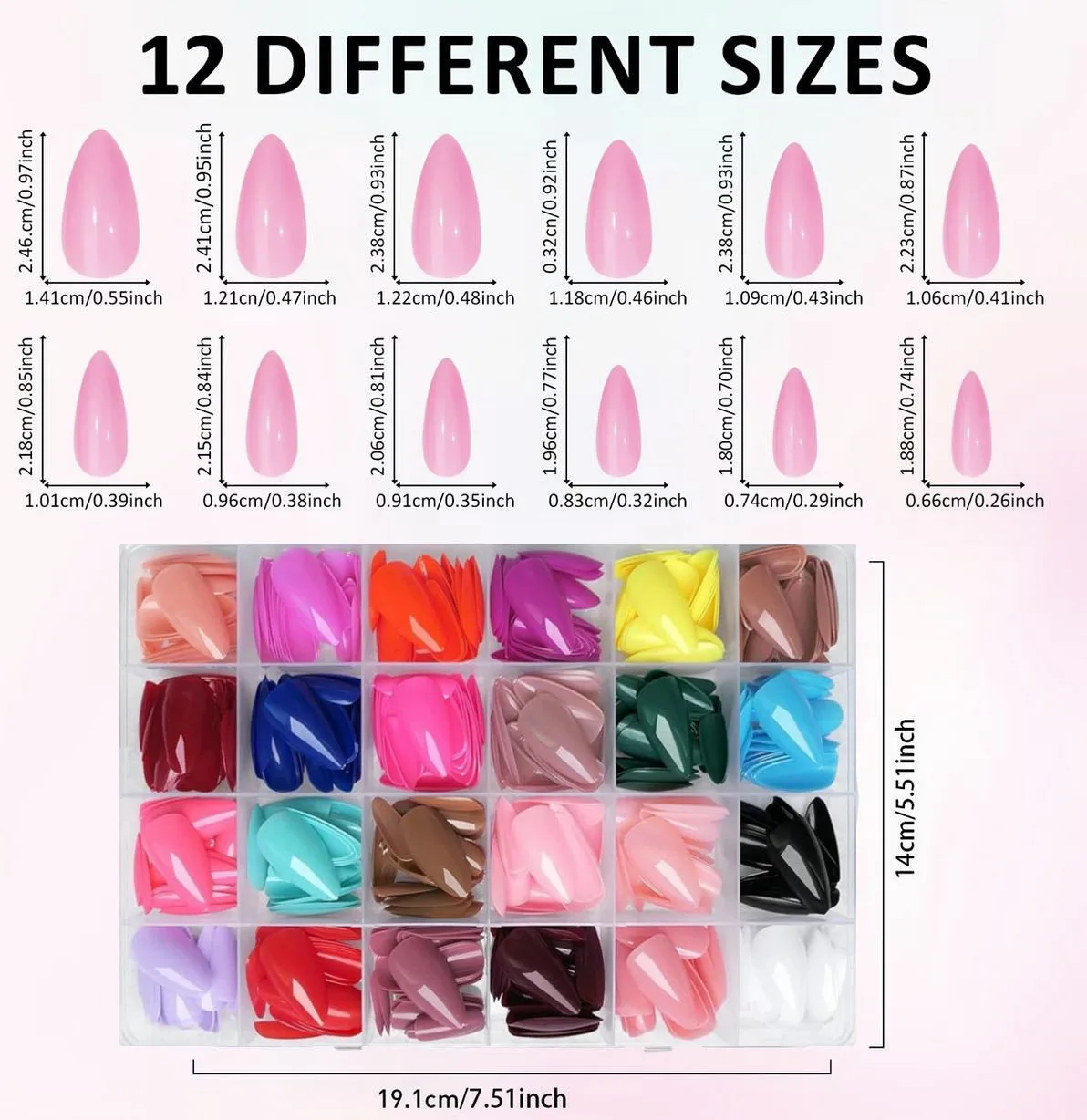 576Pcs 24Colors Medium Almond Press On Nails Glossy Solid Colorful Soft Gel Fake Nail Tips Wearable Full Cover False Fingernails view 6