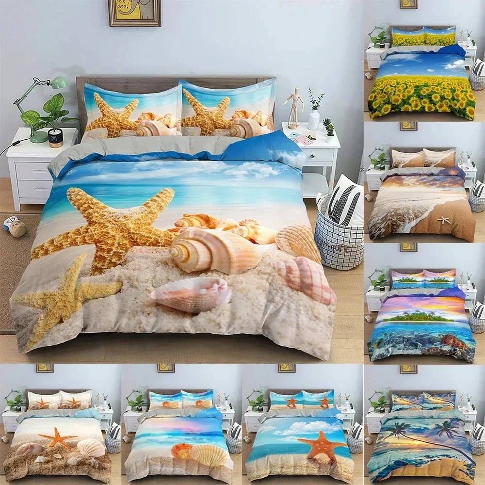 

Starfish Duvet Cover Conch Beach Pattern Bedding Set For Kids Bedroom 3D Quilt Cover Ocean World Comforter Covers Home Textile