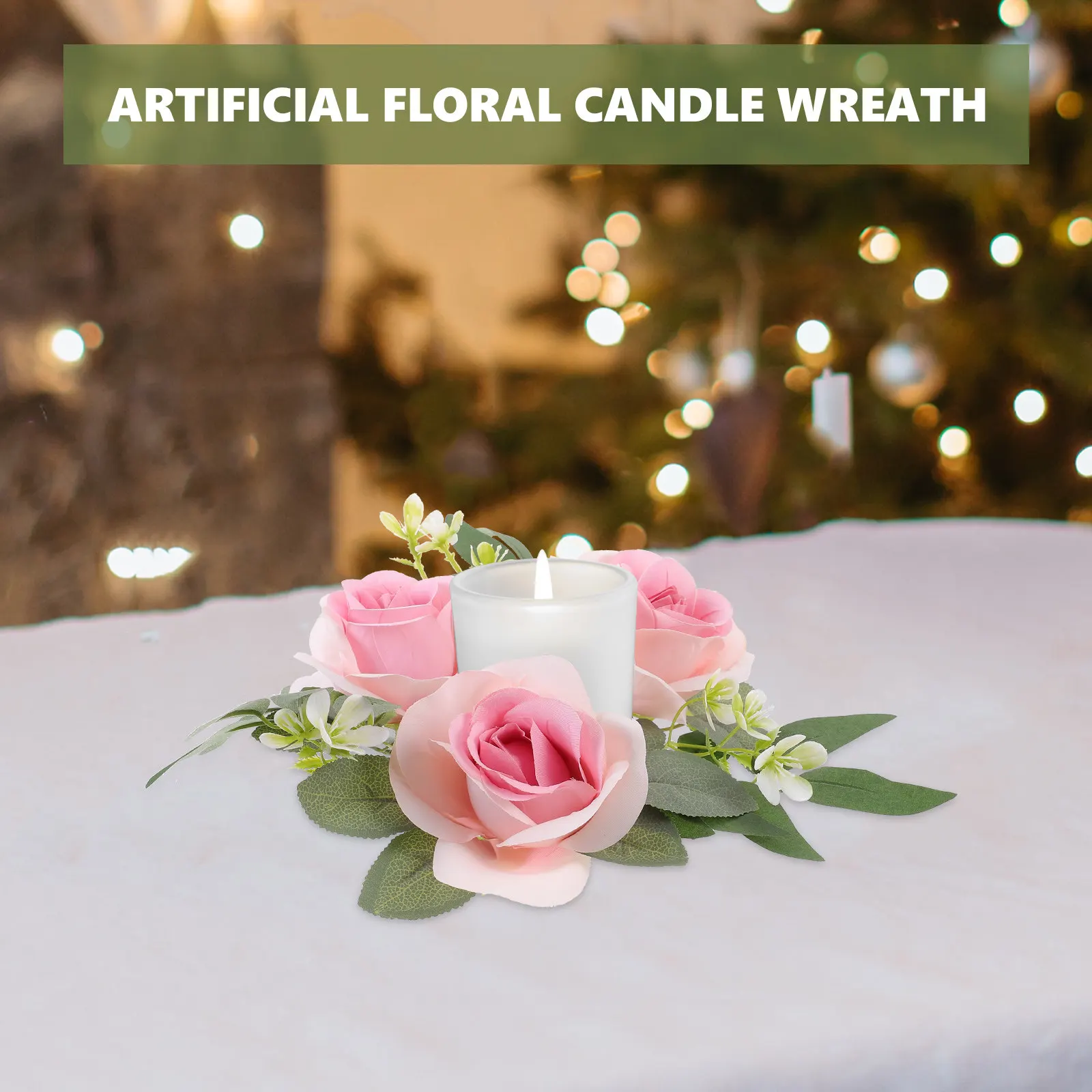 Simulation Rose Wreath High Realism Decorative Ring for Wedding Table Centerpiece Home Party Decoration