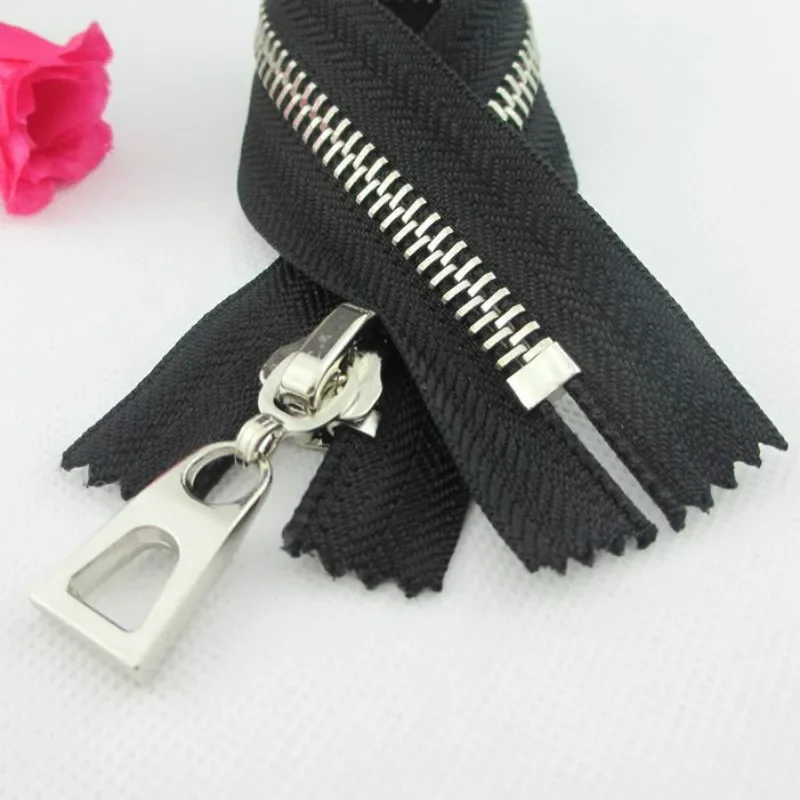 6pcs/Lot 8# 16 to 60cm Oversize White Copper Metal Zipper Black Close End Leather Bag Wallet Boots Tailor Sewing Accessory