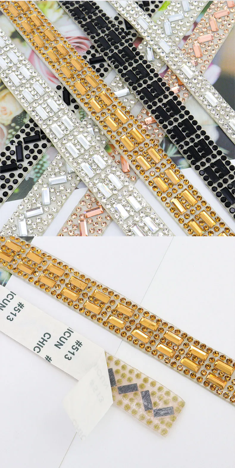 10 Stück Strassbänder Rolle Diamant funkelndes Banding Party Geschenk Trim Dekoration DIY Handwerk selbstklebende Strass Aufkleber – Detail 3