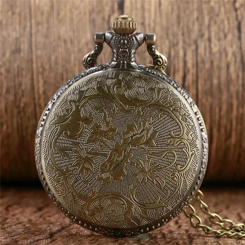 Steampunk Lion Animal Pattern Men's Retro Quartz Analog Pocket Watch Necklace Sweater Chain Arabic Number Display Timepiece