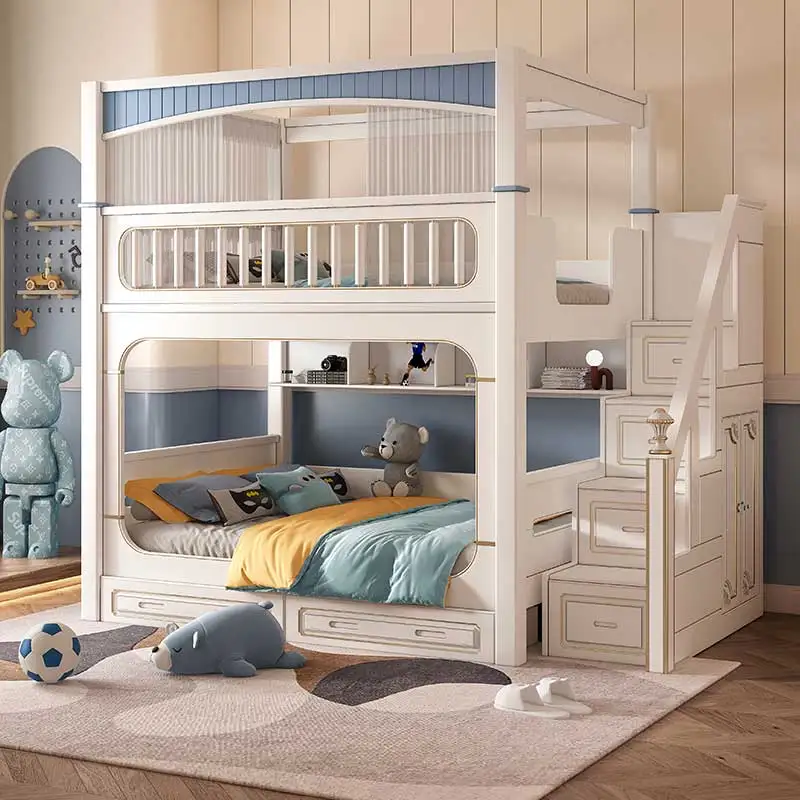 Princess House Children's Bedroom Furniture Set School Home Modern Luxury Wooden Children's Bunk Bed Girls
