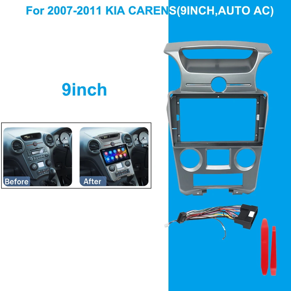

For 2007-2011 KIA CARENS Rondo 9INCH AUTO AC Car Radio Stereo audio screen video player navigation cables Harness frame