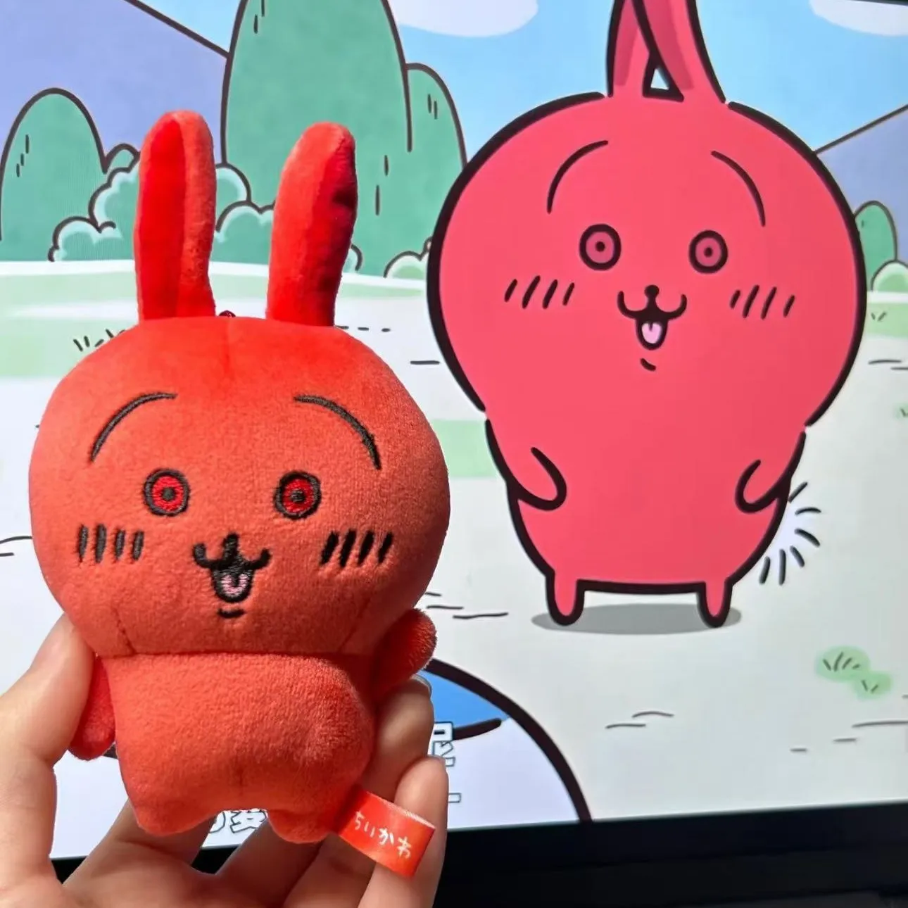 

Usagi Red Temperature Rabbit Key Rings/Chains Chiikawa Doll Plush Pendant Kawaii Toy Girl Friend Kid Gift Bag Decoration Pendant