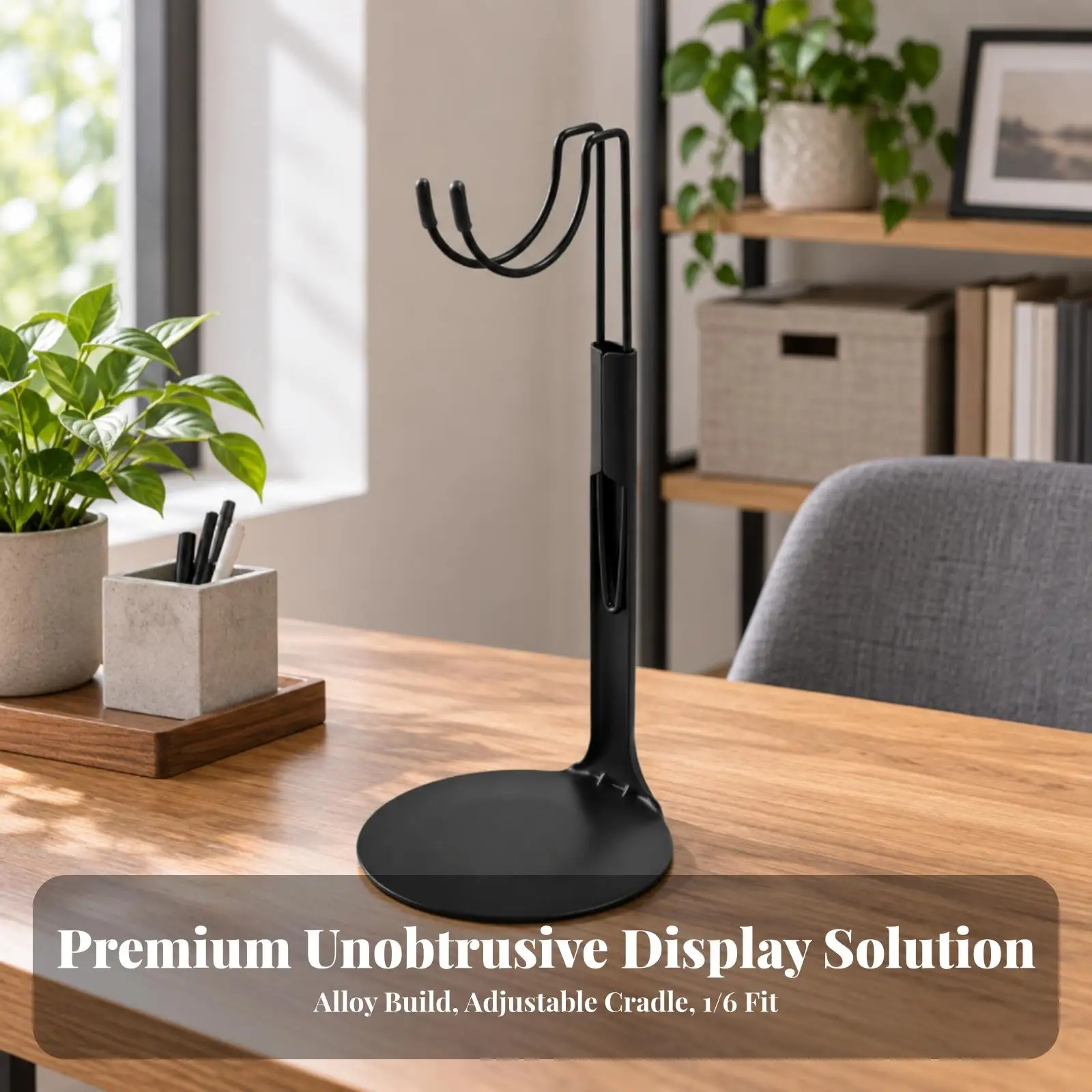 Sturdy Metal Figure Display Stand for 12 Inch Dolls with Height Adjustment and Round Flat Base