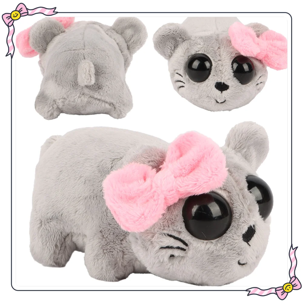 

15 см серый большой глаз хомяк плюшевые игрушки лук хомяк плюшевая кукла мягкая игрушка милые плюшевые игрушки детские подарки на день рождения и Хэллоуин