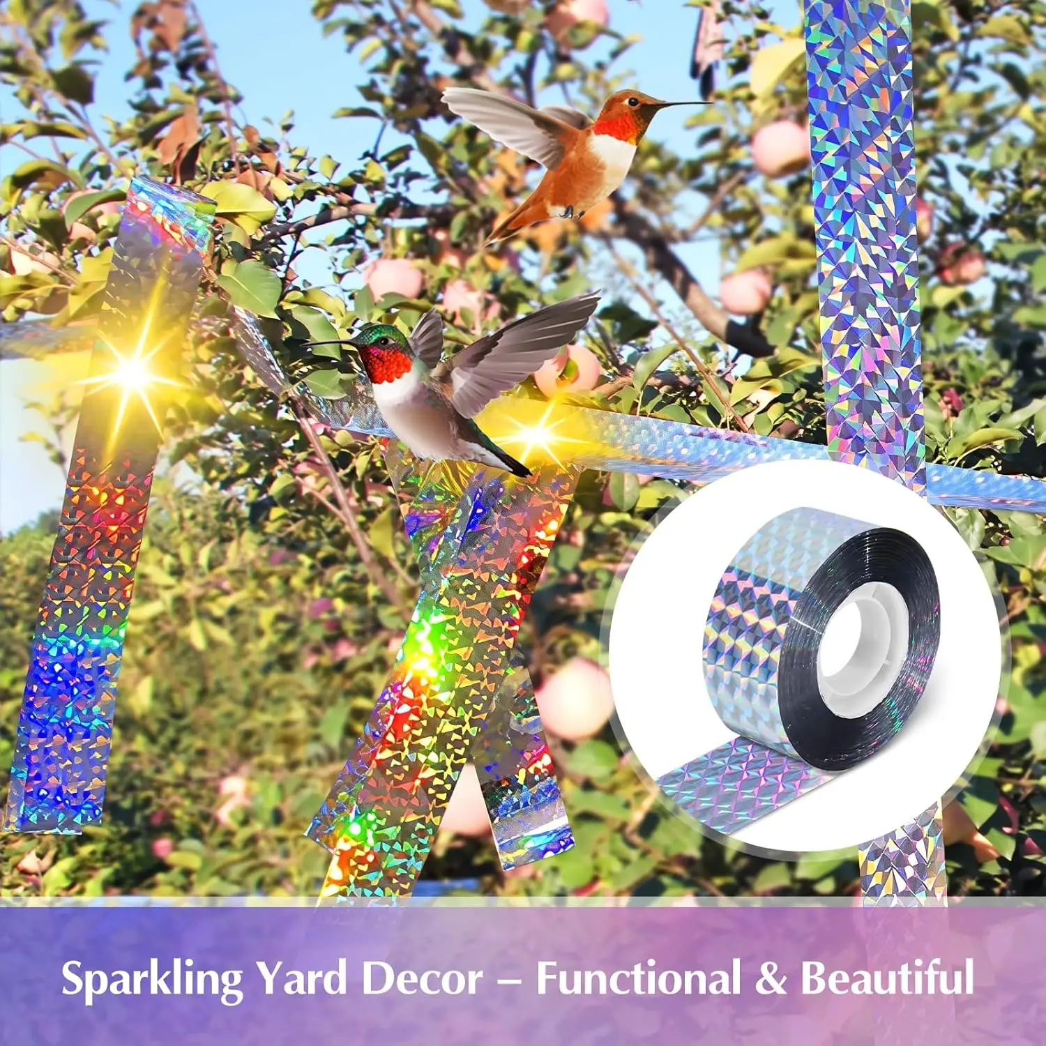 عاكس الطيور طارد تخويف الشريط حديقة حماية مزدوجة الوجهين وامض الردع المادي الحمام الغراب بطة الطيور الشريط