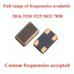 (10pcs) 2016 2.0*1.6mm 24.576M/16M/24M/25M/26M/27M/30M/32MHZ/40MHZ 8PF 9PF 10PF 12PF 20PF 4SMD 10PPM Passive crystal oscillator