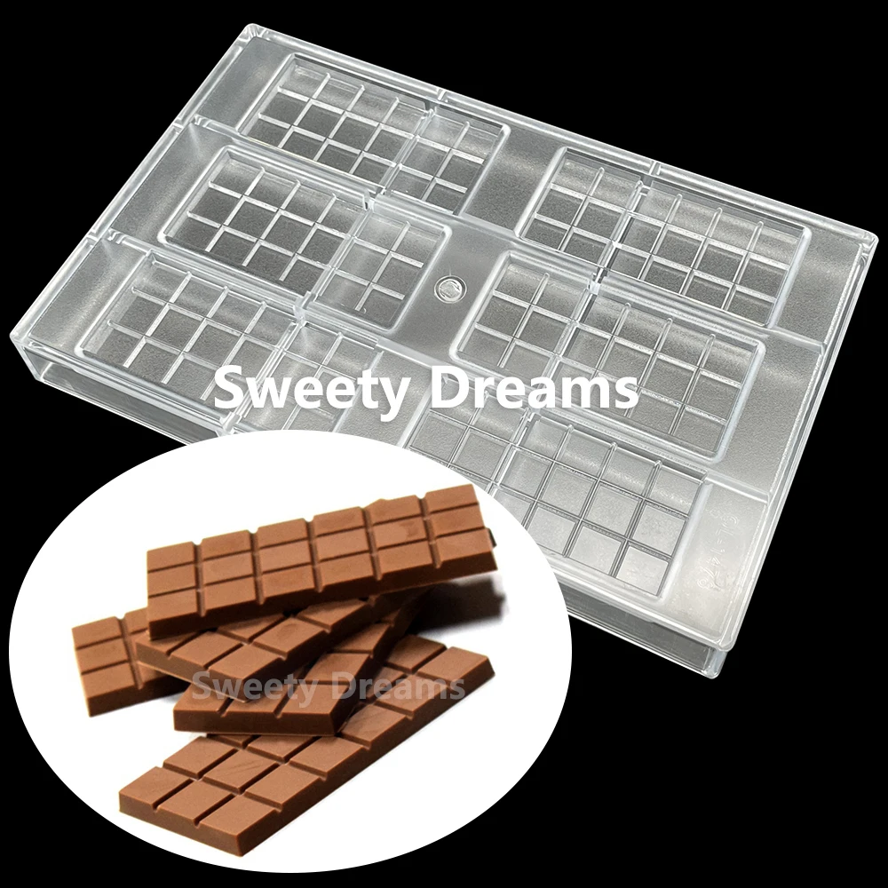 

6 Cavity Polycarbonate Chocolate Bar Mold Cake Sweets Confectionery 32g Chocolate Mould Form Baking Pastry Bakeware Tools