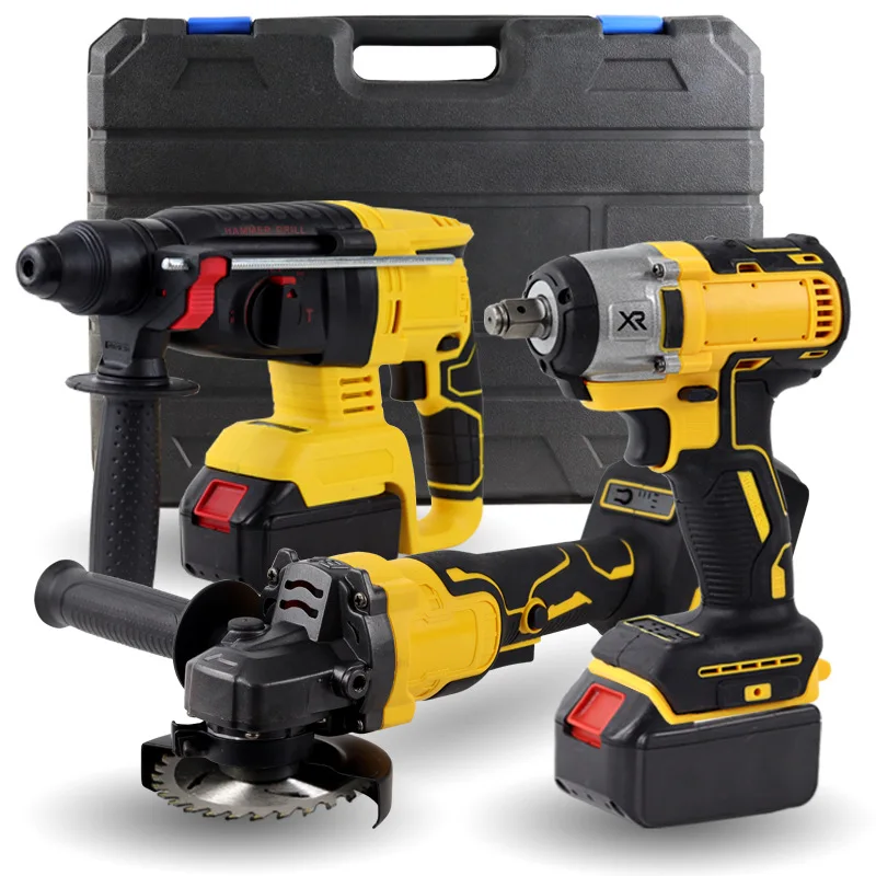 

2025 High-torque impact wrench, angle grinder, industrial-grade brushless lithium battery electric hammer combo set