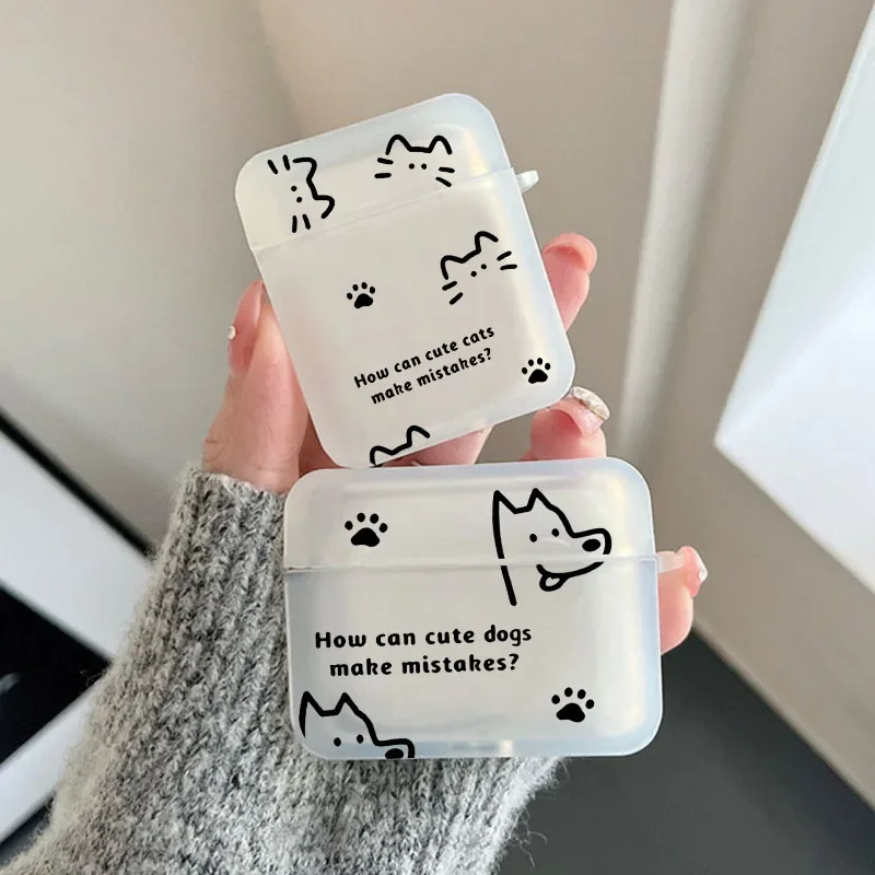 

Simple Cute Cartoon Cat Dog Earphone Case for Airpods 4th 3rd 2 Pro Covers for Airpod 2 3 1 Protective Accessorie Shell Fundas