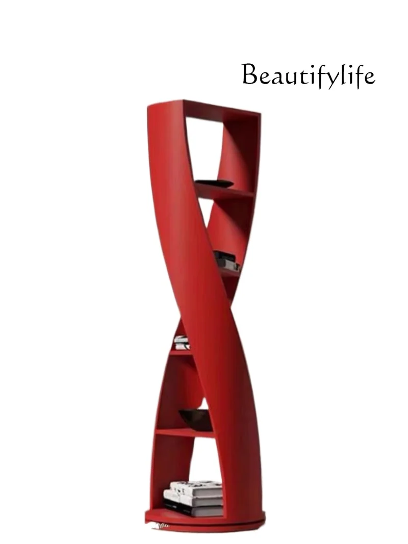 

Nordic design simple solid wood special-shaped bookshelf round shelf living room decoration display shelf