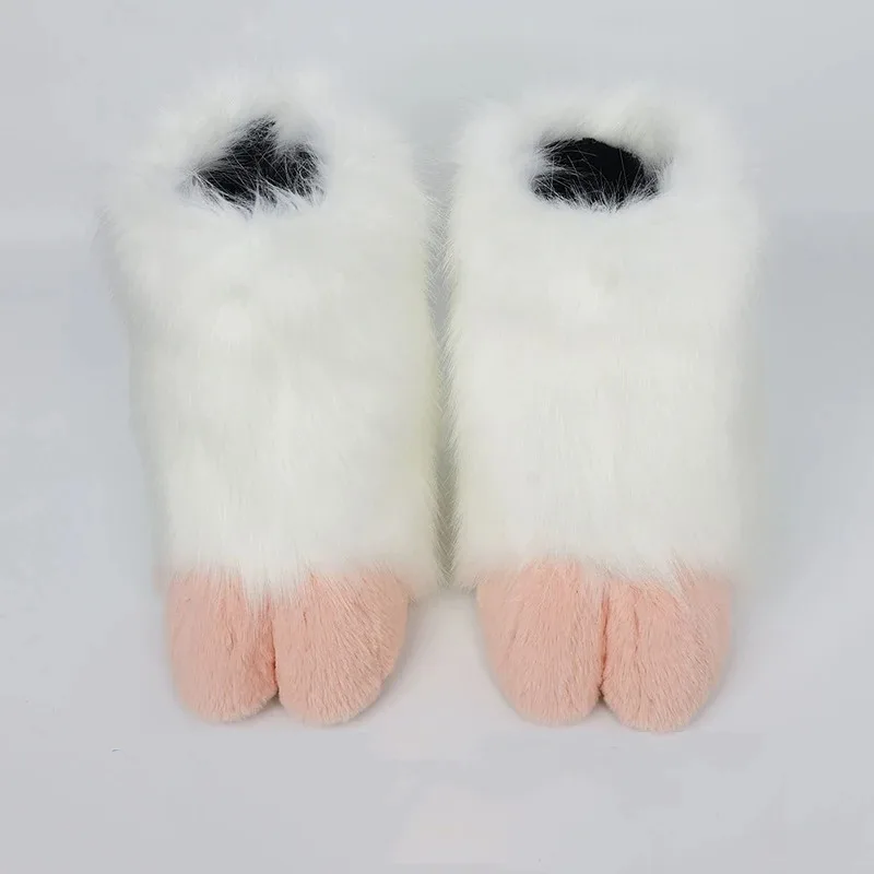 Furry Animal Paw Shoes Cute Plush Sheep's Hoof Feet Paw Fursuit Fluffy Animal Foot Socks Party Halloween Cosplay Costume