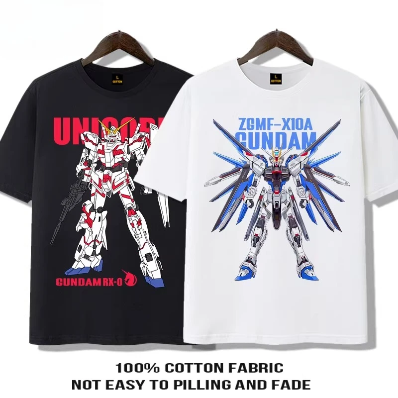 2026 Neues Gundam Unicorn Freedom 100% Baumwoll-T-Shirt für Herren, Damen und Kinder, Anime-Grafik-T-Shirt, Sommer, Outdoor, Freizeit, Streetwear