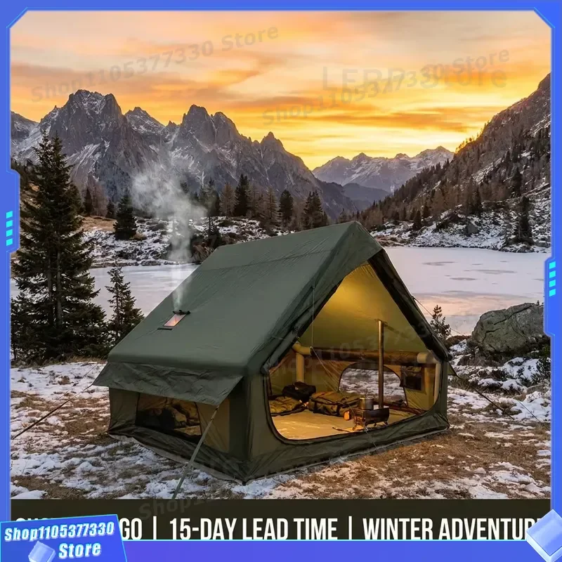 Heavy Duty Inflatable Hot Tent with Heat Resistant Stove Jack All Season Air Tent for Cold Weather Expedition